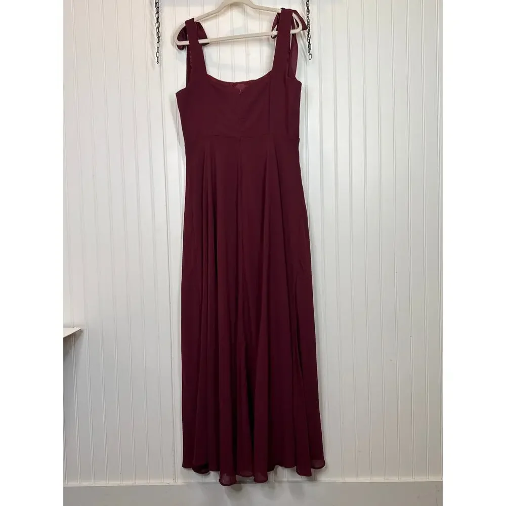 NWT Lulus Love Me Forever Burgundy Tie-Strap Square Neck Maxi Dress Size XL